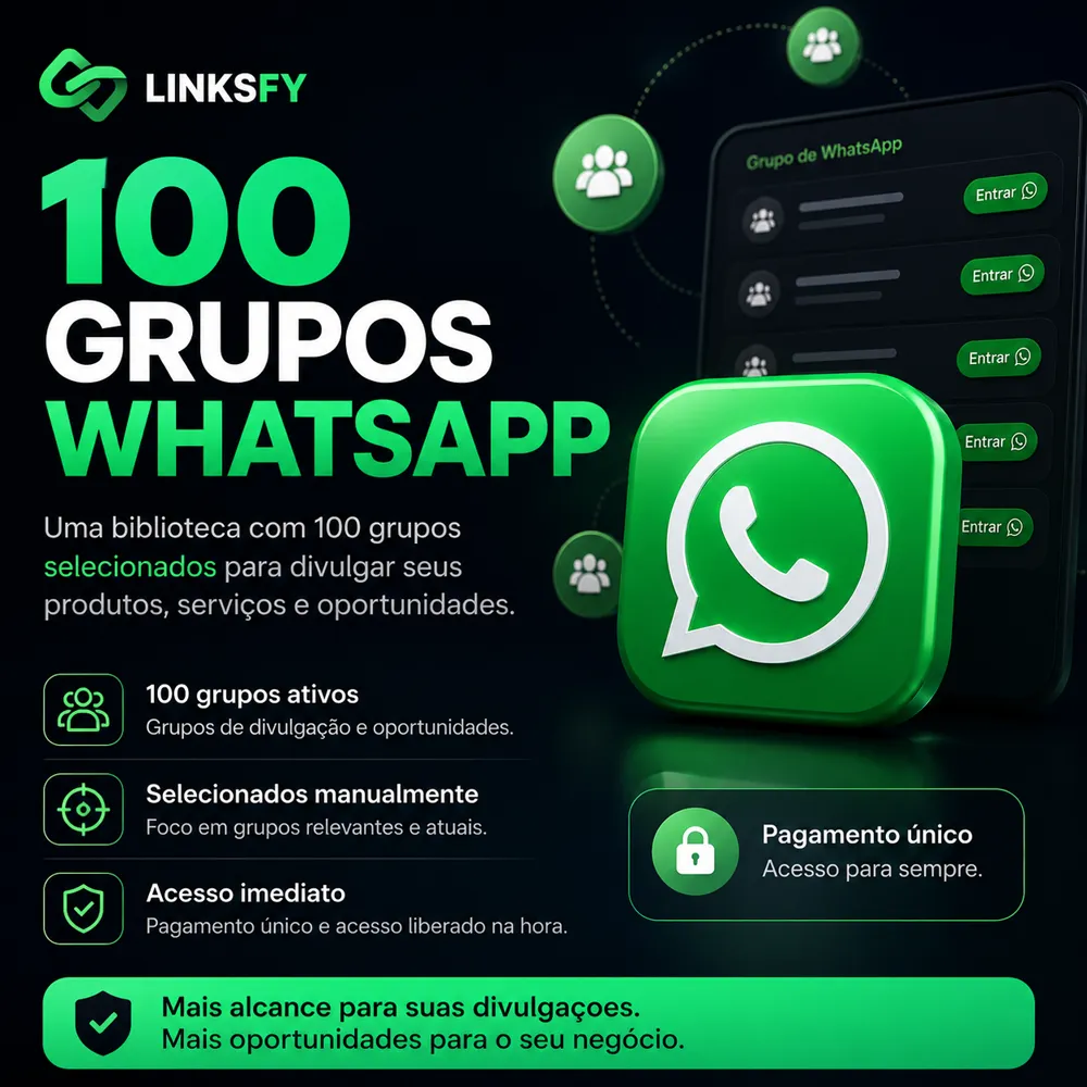 Arte da biblioteca de 100 grupos de WhatsApp